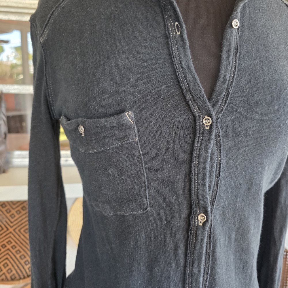 Free People Navy Blue Button-Down Shirt - Picture 8 of 16